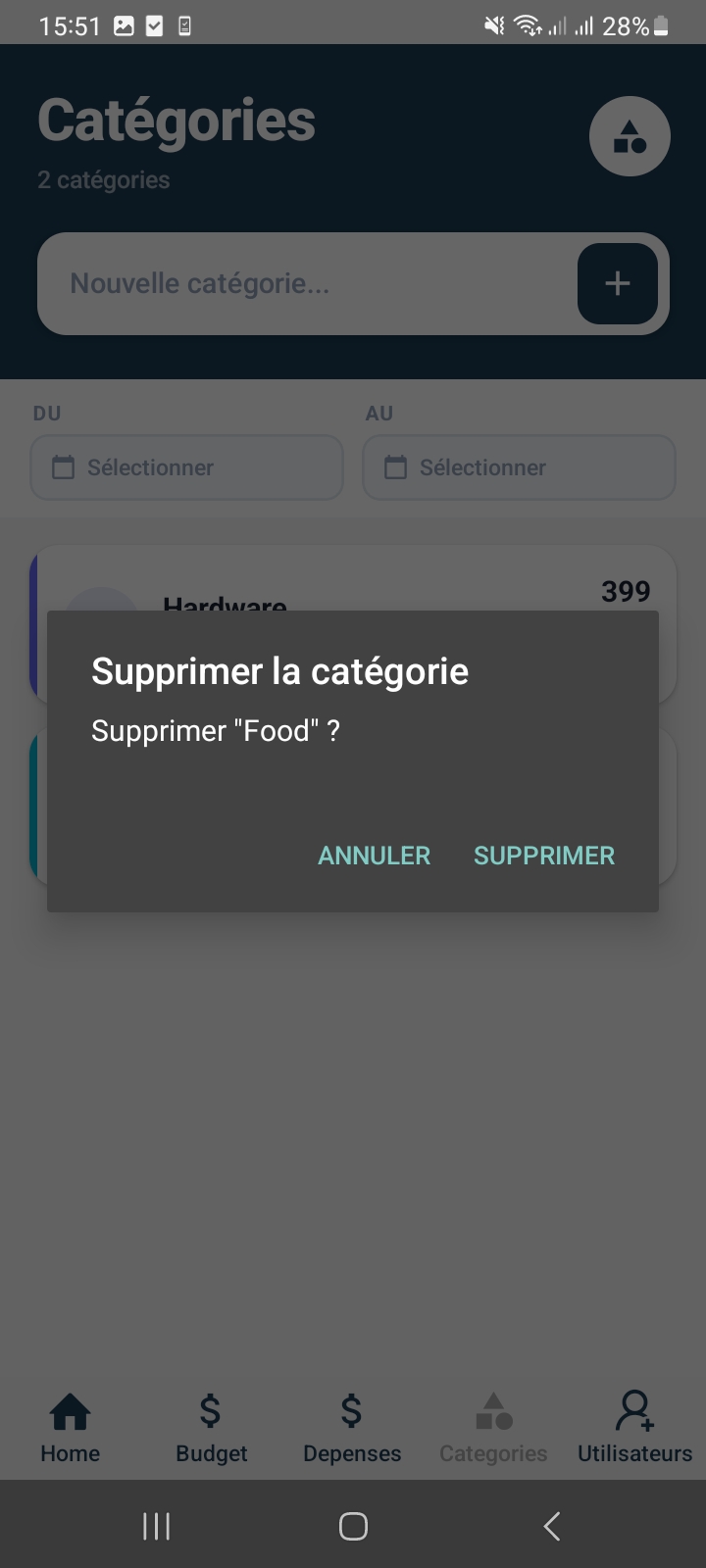 Delete category dialog